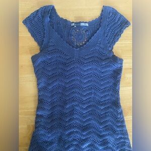 Athleta Horseshoe Bay Boho Crochet Knit Purple Blue Dress Women's Size Large